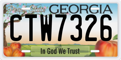 GA license plate CTW7326