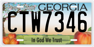 GA license plate CTW7346
