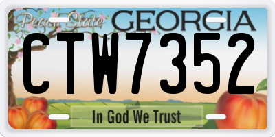 GA license plate CTW7352
