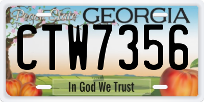 GA license plate CTW7356