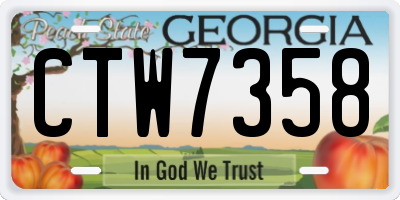 GA license plate CTW7358
