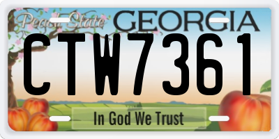 GA license plate CTW7361