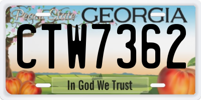 GA license plate CTW7362