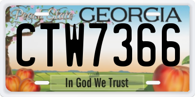 GA license plate CTW7366