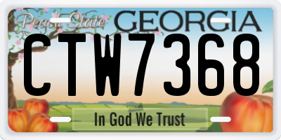 GA license plate CTW7368