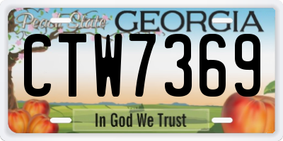 GA license plate CTW7369
