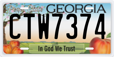 GA license plate CTW7374