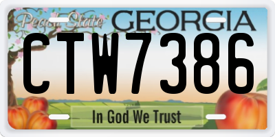 GA license plate CTW7386