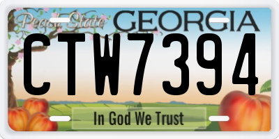 GA license plate CTW7394
