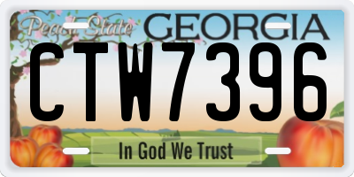 GA license plate CTW7396