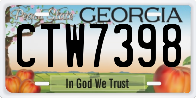 GA license plate CTW7398