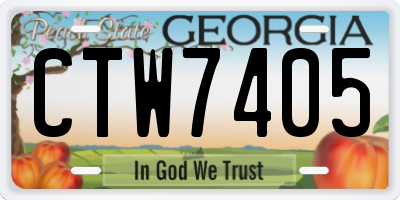 GA license plate CTW7405