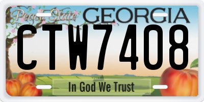GA license plate CTW7408
