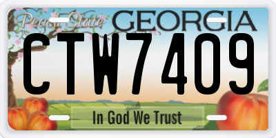 GA license plate CTW7409