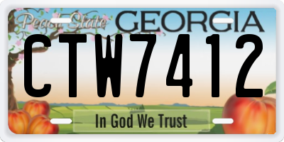 GA license plate CTW7412