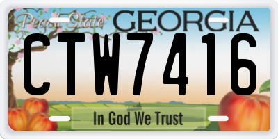 GA license plate CTW7416