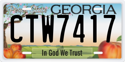 GA license plate CTW7417