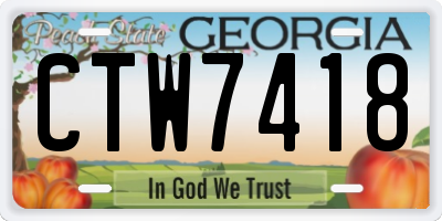 GA license plate CTW7418