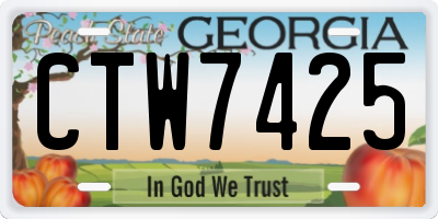 GA license plate CTW7425