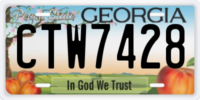 GA license plate CTW7428