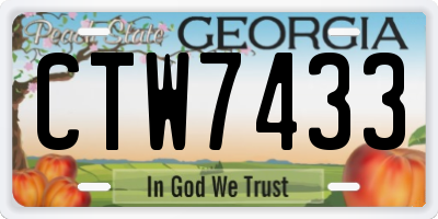 GA license plate CTW7433