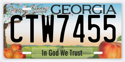 GA license plate CTW7455
