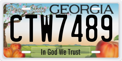 GA license plate CTW7489