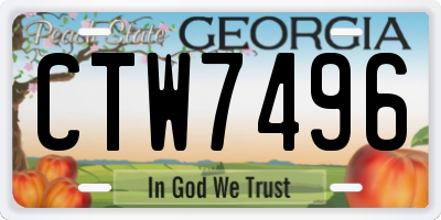 GA license plate CTW7496