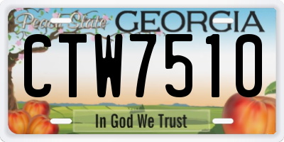 GA license plate CTW7510