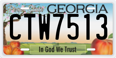 GA license plate CTW7513