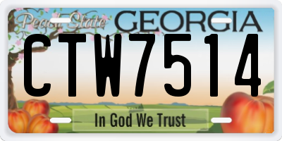 GA license plate CTW7514