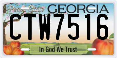 GA license plate CTW7516