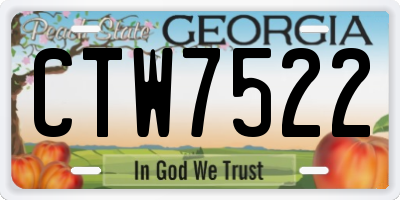 GA license plate CTW7522