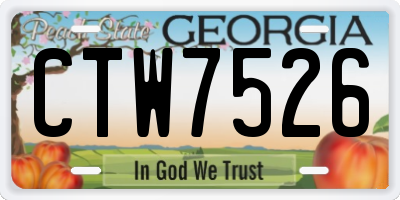 GA license plate CTW7526
