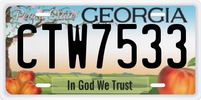 GA license plate CTW7533