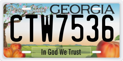 GA license plate CTW7536