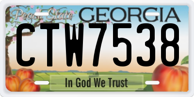GA license plate CTW7538