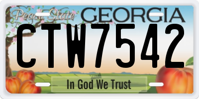 GA license plate CTW7542