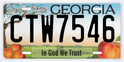GA license plate CTW7546
