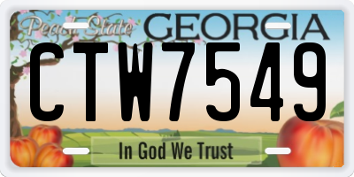 GA license plate CTW7549