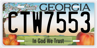 GA license plate CTW7553