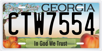GA license plate CTW7554