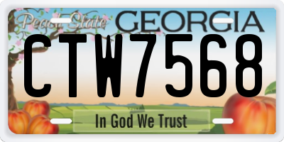 GA license plate CTW7568