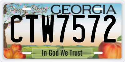 GA license plate CTW7572
