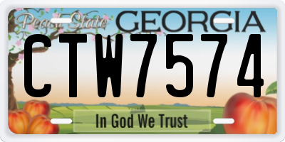 GA license plate CTW7574