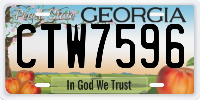 GA license plate CTW7596