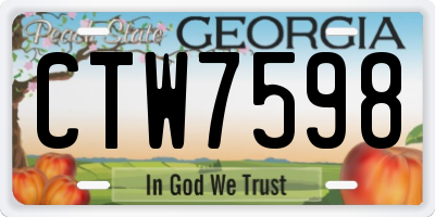 GA license plate CTW7598