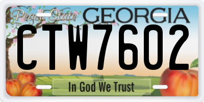 GA license plate CTW7602