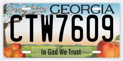 GA license plate CTW7609
