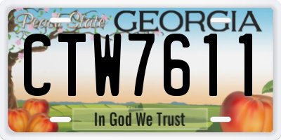 GA license plate CTW7611